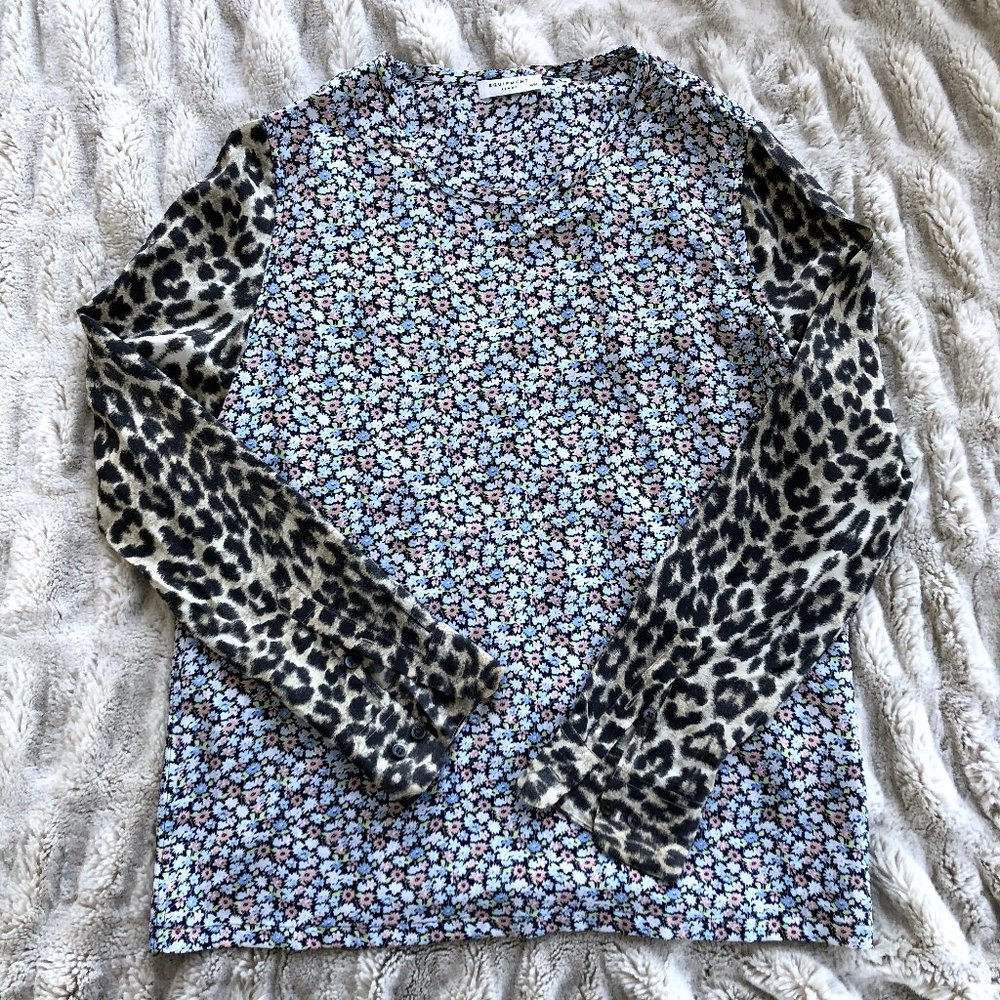 Equipment Long-Sleeve  Floral + Leopard Blouse